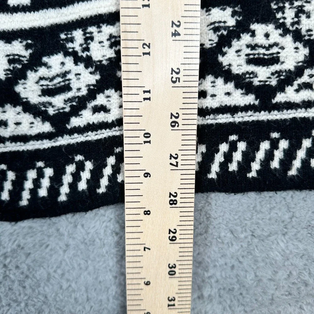 J.JILL Thick Knit Cotton Wool Blend Black & White‎ Pullover Mock Neck Sweater L